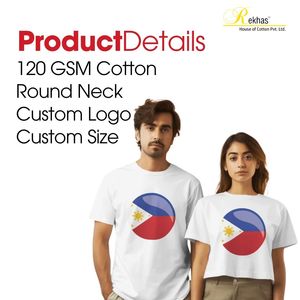 100% algodón sólido ecológico Unisex Filipinas camiseta para promociones - Product Image 2
