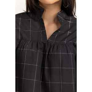 Chemisier noir tissé 231-217-001 pour femme, à pois, volanté, en satin, soie, mousseline, viscose, long, décontracté, pour le bureau, taille XL, automne - Product Image 3