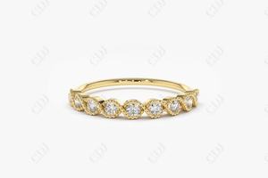 Bague de fiançailles en diamant demi-éternité certifiée IGI, anneau de fiançailles en demi-éternité - Product Image 2