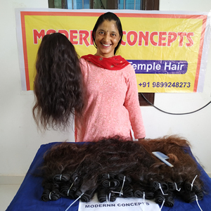 100% Vierge Vendeur Temple Indien Extensions De Cheveux Meilleure Qualité Brut Non Transformé Profond Ondulé Bundles Naturel Vague Style En Gros - Product Image 2