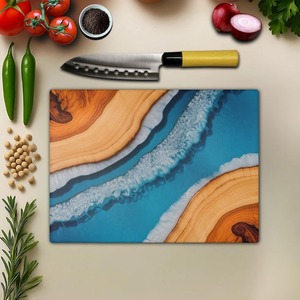 Planche à découper en résine et bois au design artistique de qualité supérieure, parfaite pour la décoration intérieure de la cuisine, cadeaux de pendaison de crémaillère - Product Image 5