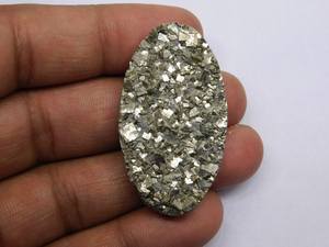 100% ธรรมชาติหายากพบ Pyrite Druzy อัญมณีหลวมสําหรับทําเครื่องประดับคุณภาพสูงธรรมชาติ Pyrite Druzy Cabochons ขายส่ง - Product Image 6