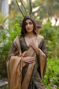 Sari de Bollywood de última moda con trabajo de piedra pesada y borde elegante para uso festivo y de boda disponible a los mejores precios - Product Image 3