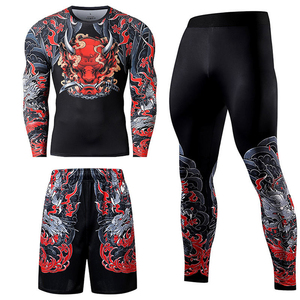 Ensemble de survêtement de sport pour homme à compression élevée, idéal pour la course à pied, le fitness et l'entraînement, en polyester et élasthanne, coupe ajustée - Product Image 2