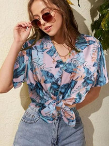 Camisetas de moda coreana Vintage de verano para mujer, blusas holgadas bonitas de manga corta con patrón Floral, camisas con estampado estético para adolescentes - Product Image 2