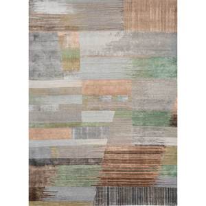 Tapis en laine et soie de bambou noué à la main Kavi gris et noir, motif abstrait Afterglow pour usage domestique Eskm-10 - Product Image 1