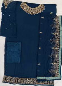 Top Class Best Quality Muslim Women Special Faux Georgette Fabric Round Neck Embroidery Special Occasion Salwar Kameez <b>For</b> <b>Sale</b> - Product Image 4