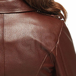 Women's Soft <b>Leather</b> <b>Jacket</b> with Relaxed Slim Fit Breathable Inner Lining Windproof & Waterproof Design - Product Image 2