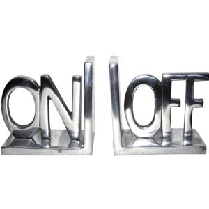 Nouveau serre-livres Design Art déco ON OFF signe pour la maison décorative argent aluminium produit en gros luxe Vintage article de haute qualité - Product Image 1