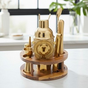 ชุดเครื่องมือบาร์สแตนเลสแบบมินิมอลพร้อมขาตั้ง อุปกรณ์ทำค็อกเทลระดับมืออาชีพ ทนทาน ทันสมัย สำหรับบาร์ในบ้าน - Product Image 5