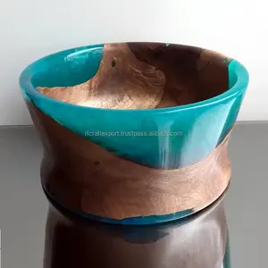 나무 에폭시 수지 그릇 무작위 관절 장식 개인화 된 색상 서빙 그릇 RF 공예로 가정용 수제 과일 그릇