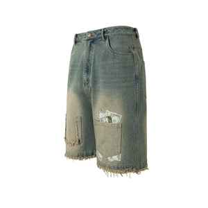 Short en Denim Brodé pour Homme Respirant Vintage Style Hip Hop Haut Droit Léger Streetwear Été Vintage - Product Image 5