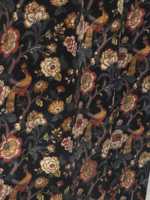 Rideau en velours style vintage, imprimé floral noir, taille personnalisée, sur mesure, en velours 100% coton, rideaux de haute qualité en coton.
