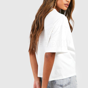 เสื้อยืดโอเวอร์ไซส์ผ้าฝ้าย100% สำหรับผู้หญิงเสื้อถักแบบถักระบายอากาศได้เสื้อผ้าแนวสตรีทสำหรับสไตล์ลำลองในฤดูร้อนงาน OEM ตามสั่ง - Product Image 3