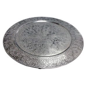 Plaque ronde en métal aluminium avec gravure NickelAntique Couleur Plat de service de grande taille pour la décoration de mariage et d'hôtels - Product Image 1