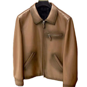 Nueva Llegada 2026 Chaqueta de Motociclista de Cuero Genuino Transpirable al por Mayor, Estilo Urbano, Casual, Vintage, con Cuello Alto a la Moda - Product Image 1