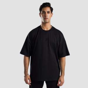 เสื้อยืดโอเวอร์ไซส์เนื้อหนัก สีดำ ผ้าเจอร์ซีย์ ย้อมสีพื้น พร้อมลายสกรีนแบบ Shift Tee Design - Product Image 2