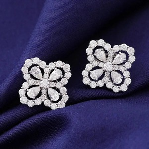 Beautiful <b>Pretty</b> Pear With Round Cut Lab Grown Diamond Tear Drop Stud <b>Earring</b> Push Back Style <b>Earring</b> Best Wedding Gift for Her - Product Image 5