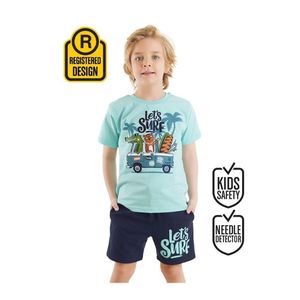 Ensemble deux pièces décontracté en jersey de coton Denokids Let's Surf pour garçon, t-shirt imprimé et short assorti, leggings pour jeunes enfants, printemps - Product Image 1
