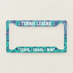 Custom Text Minty and Purple Plastic <b>Clamp</b> Tennis Rackets License Plate <b>Frame</b> - Product Image 1