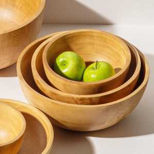 Cuenco redondo para servir, cuencos de madera, diseño de acabado moderno y cuenco de sopa de madera decorado con material natural - Product Image 3