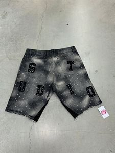 กางเกงขาสั้นผ้ายีนส์สำหรับผู้ชายกางเกงขาสั้นสำหรับ100% งานตามสั่งกางเกงพลอยเทียมสำหรับฤดูร้อนกางเกงยีนส์คริสตัลด้านข้างสำหรับผู้ชาย - Product Image 2