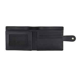 <b>Men's</b> Genuine Leather Slim <b>Wallet</b> With Striped Lining Fold Closure Card Holder Short Length Minimalist Design - Product Image 6