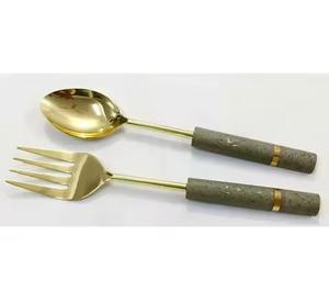 Ensemble de serveurs à salade en acier inoxydable de style élégant avec poignée martelée, écologique et compatible lave-vaisselle, options de couleur personnalisées - Product Image 5