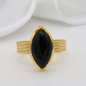 Black Onyx Brass <b>Ring</b> 18k <b>Gold</b> Plated Classic Vintage Wholesale <b>Ring</b> For Women - Product Image 5