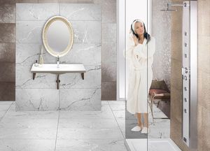 Carreaux de porcelaine émaillée en travertin poli gris Victoria 600x1200mm Décoration murale moderne antidérapante pour chambres d'hôtels - Product Image 3