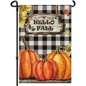 Paquete de 2 Banderas de Jardín con Diseño de Girasoles y Calabazas a Cuadros para Otoño, 12.5 x 18 Pulgadas, Doble Cara, para Decoración de Casa y Jardín, Acción de Gracias - Product Image 5
