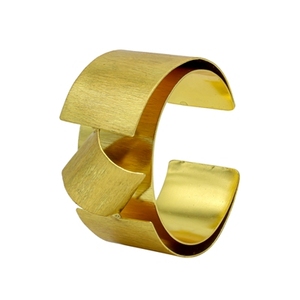 Handmade Gold-Plated Brass Cuff Bracelets Geometric Shape Pattern <b>Bangles</b> - Product Image 2