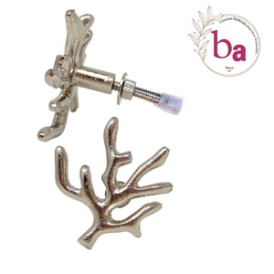 Boutons de branche de corail de finition argentée en fonte de haute qualité pour armoires de cuisine commode tiroirs placards de chambre-poignées - Product Image 1