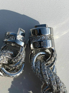 Men's 925 Silver Plated Stainless Steel Iced CZ Stone <b>Rope</b> <b>Chain</b> Necklace White Diamond Fashionable Iced Cz Stone <b>Rope</b> <b>Chain</b> - Product Image 2