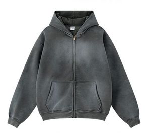 Venta al por mayor de hombre personalizado en blanco Boxy Fit sudaderas con cremallera de peso pesado - Product Image 5