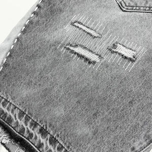 Wholesale DENIM Custom Embroidery Logo Short Rhinestone Distressed Denim Shorts Acid Wash Customization <b>Jeans</b> Shorts <b>for</b> <b>Men</b> - Product Image 4