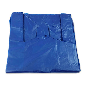 T-Shirt en Polyester biodégradable sacs de transport de gilet en plastique blanc bleu motif géométrique Shopping sac à emporter épaule manipulée - Product Image 4