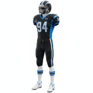 Uniforme de football américain personnalisé, ensemble complet, maillot rouge, pantalon rembourré, short, 100% polyester, haute qualité, vêtements d'équipe, numéro, logo - Product Image 4