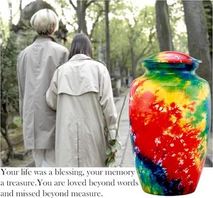 Handmade <b>Large</b> Adult Size Mosaic Aluminium Glass Cremation <b>Urn</b> Unique Funerals Supply With Individual Tiles Applied Burial - Product Image 5