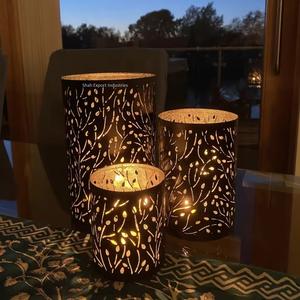 Bougeoirs votifs en fer noir personnalisés pour les mariages à domicile Décorations de table pour événement de Noël Votive ronde - Product Image 3