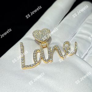 Women's Anniversary Gift Custom Name Charm VVS Moissanite <b>Pendant</b> with 925 Sterling Silver & 10K Gold Plated Heart <b>Bail</b> - Product Image 2