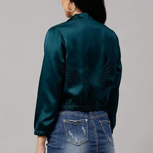 Chaquetas de satén ajustadas para mujer Chaquetas de bombardero de satén lisas para exteriores hechas a medida de invierno a precio razonable - Product Image 6