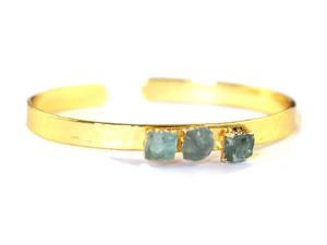 กำไลข้อมืออะความารีนธรรมชาติแบบดิบ ชุบทอง 18k กำไลข้อมือหินประจำเดือนมีนาคม - Product Image 4