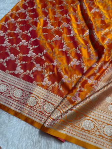 Hermosas cortinas ligeras tejidas a mano, sari de chifón Mashru, tejido Banarasi, tela suave de secado rápido, protección solar, ropa de fiesta - Product Image 6