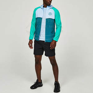 Veste coupe-vent pour homme avec col montant, logo sur le devant, capuche, tissu tissé respirant à séchage rapide, coupe-vent, activités de plein air en hiver - Product Image 2