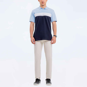 Polo décontracté d'été pour homme à manches courtes en polyester respirant avec tissu tricoté à motif uni - Product Image 5