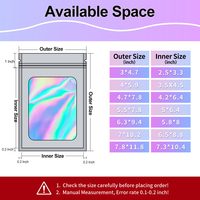 Bolsas de embalaje Ziplock de lámina holográfica pequeña personalizada bolsas de plástico Mylar Zip Lock Baggies con cremallera para pequeñas empresas