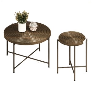 Table basse écologique design marbre, style nordique, table d'appoint de luxe, ensemble de tables d'appoint avec structure métallique, mobilier moderne pour salon, table d'appoint. - Product Image 1