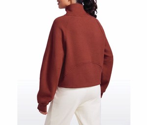 เสื้อสเวตเชิ้ตผู้หญิงแบบมีซิป 1/4  ผ้าฟลีซเนื้อหนา ดีไซน์โอเวอร์ไซส์  แบบถัก - Product Image 3