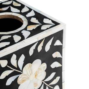 Cubierta de caja de pañuelos de madera decorada con madreperla de lujo con incrustaciones de hueso fino para oficina y sala de estar - Product Image 1